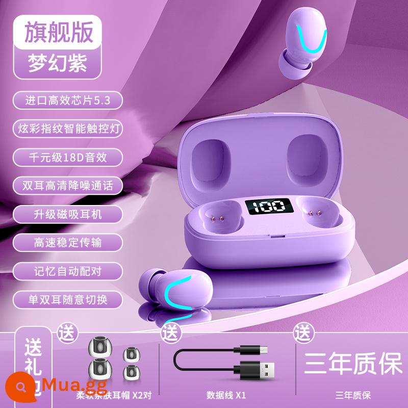 Tai nghe bluetooth không dây 2023 mới cho bé gái thể thao chất lượng cao phù hợp với Apple Huawei oppo kê vivo - Phiên bản Dream Purple-Flagship "Chip hiệu suất cao nhập khẩu 5,3★Hiệu ứng âm thanh nghìn nhân dân tệ cấp 18D★Cuộc gọi giảm tiếng ồn HD★Chuyển đổi giữa tai đơn và tai đôi theo ý muốn"