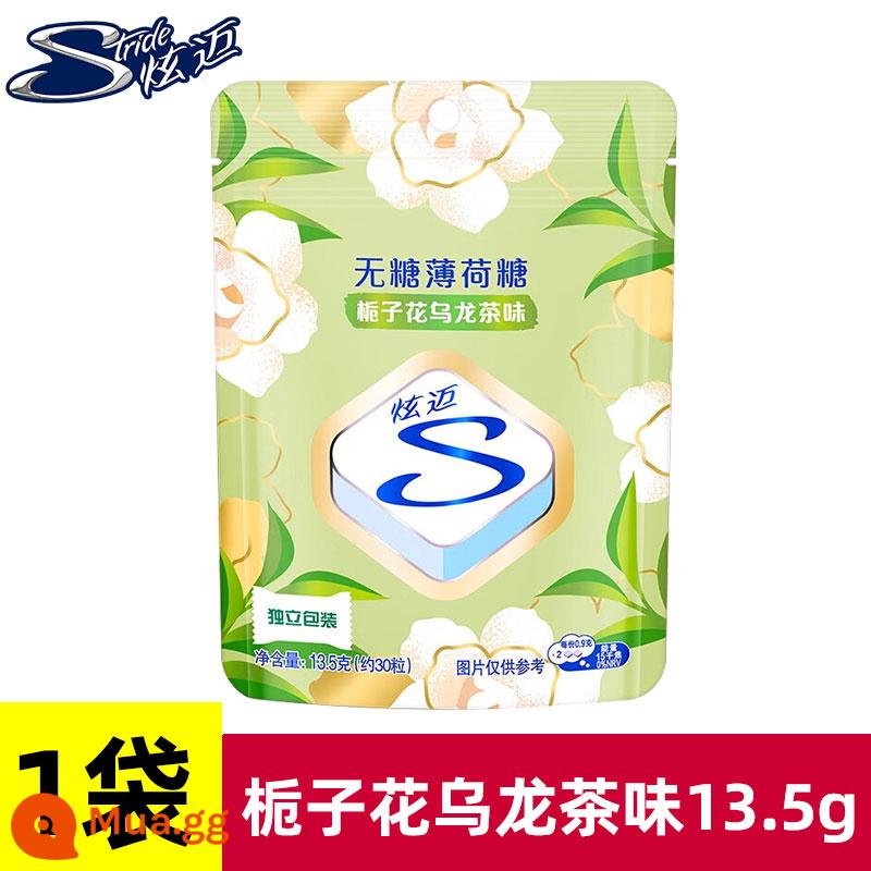 Kẹo cao su không đường Hyun Mai 28 cái * 4 hộp trắng đào bạc hà vị dưa hấu kẹo cao su bong bóng hơi thở thơm mát xylitol không đường - [Bạc hà mới/người nếm thử sớm] Hương vị trà ô long Gardenia 13,5g 1 túi