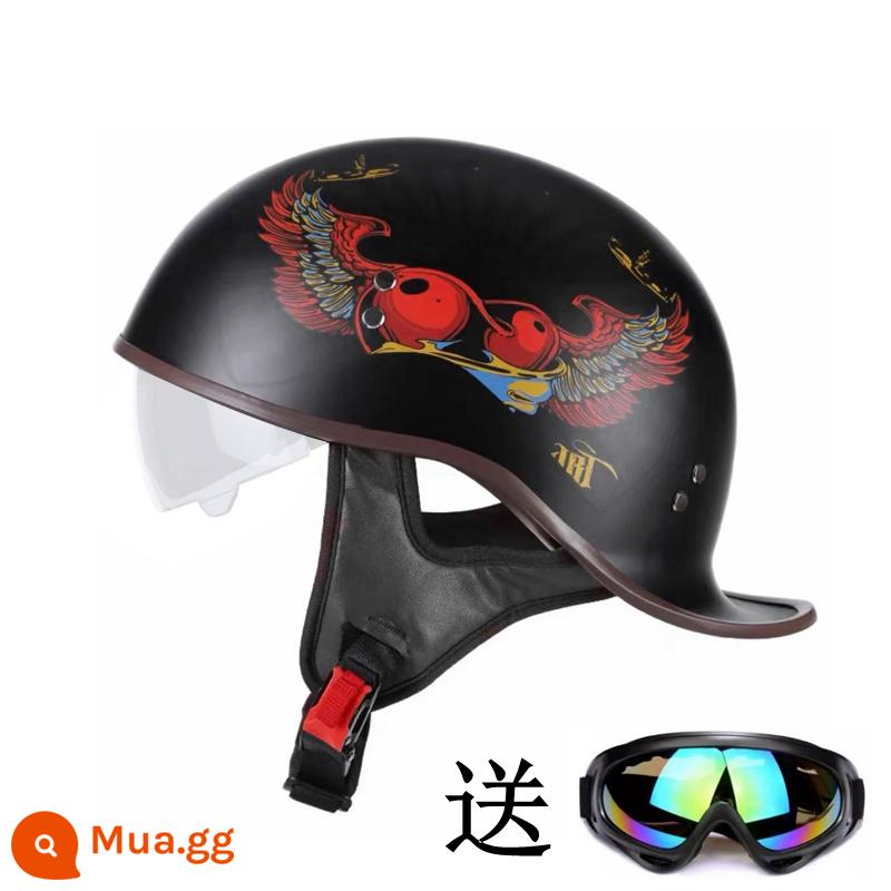 3C Chứng Nhận Xe Máy Mũ Nam Harley Mũ Bảo Hiểm Nửa Nữ Mỹ Muỗng Mũ Bảo Hiểm Nửa Ấm Bốn Mùa Retro Xe Máy Bốn Mùa - 007/112 Đuôi Điên Wings (lớp lót có thể tháo rời)