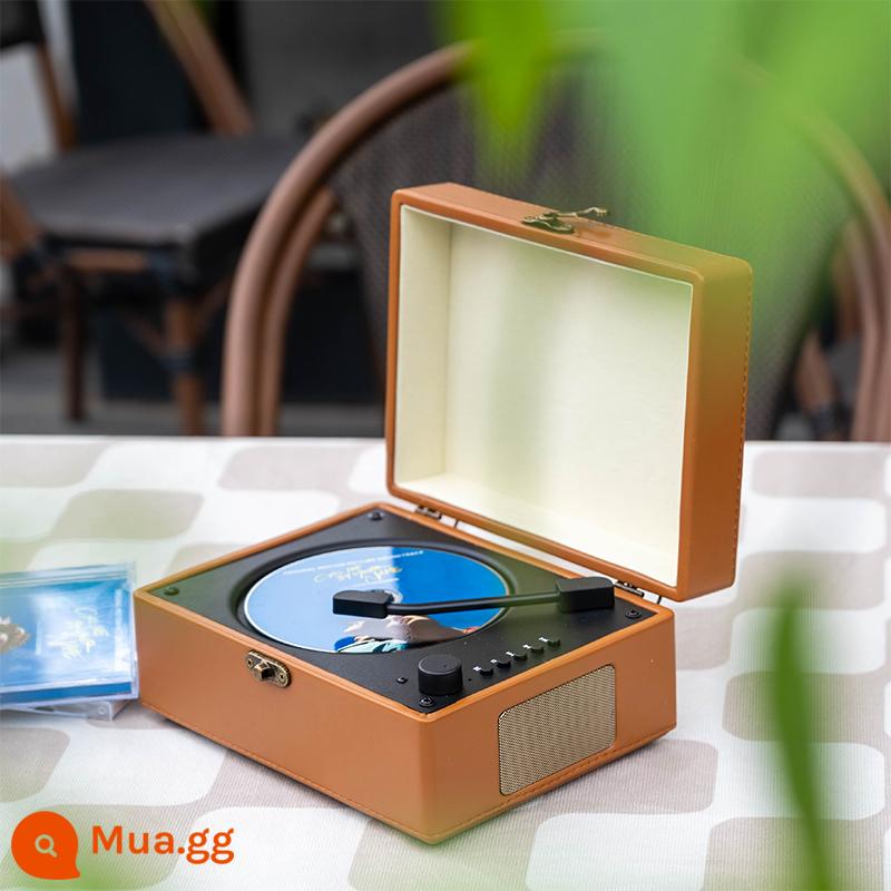 iw Yinwei retro CD player máy nghe nhạc album không làm hỏng đĩa có thể sạc lại loa Bluetooth bên ngoài Tất cả quà tặng - Màu sô-cô-la｜Vỏ da chất lượng âm thanh HIFi Loa kép