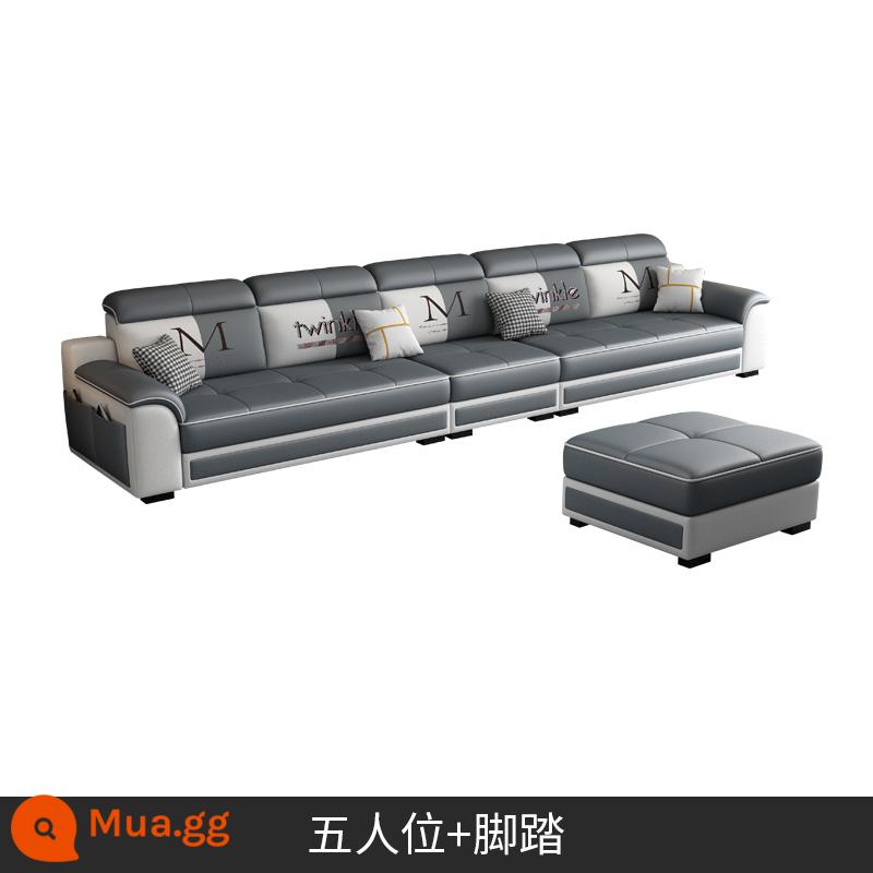 Sofa vải phòng khách hiện đại đơn giản cho thuê căn hộ nhỏ thẳng hàng vải công nghệ cao su hoàng phi sofa nhỏ đơn giản - Năm chỗ ngồi + chỗ để chân (bao gồm 2 ghế vuông)