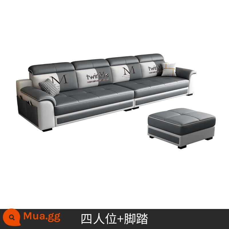 Sofa vải phòng khách hiện đại đơn giản cho thuê căn hộ nhỏ thẳng hàng vải công nghệ cao su hoàng phi sofa nhỏ đơn giản - Bốn người + bàn đạp (bao gồm 2 ghế vuông)