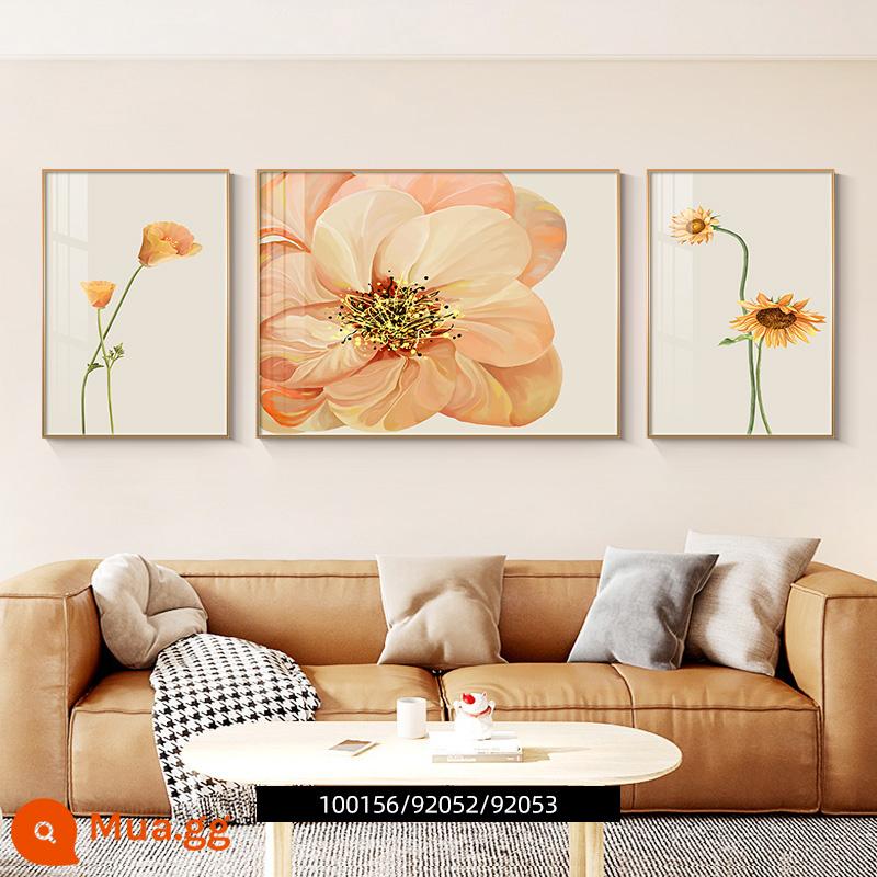 Phong cách Bắc Âu phòng khách tranh trang trí hoa đẹp biển sofa nền treo tường tối giản hiện đại bức tranh tường bộ ba cao cấp - Hoa nở, phú quý và may mắn