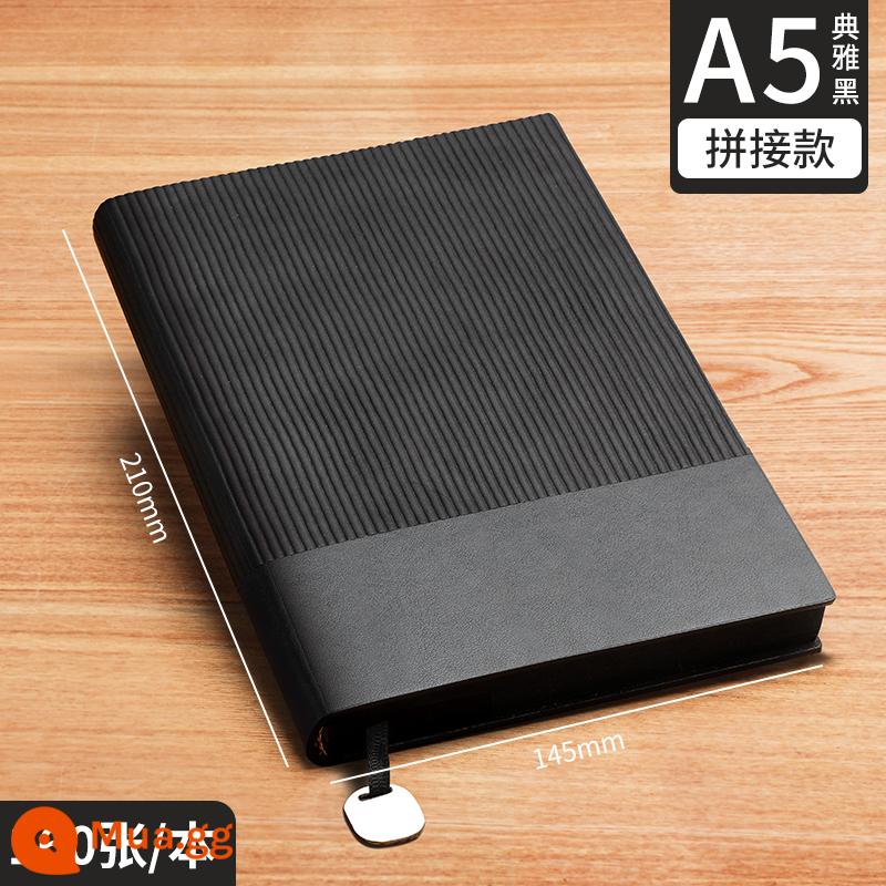 A6 máy tính xách tay cuốn sách nhỏ di động nhỏ mini xách tay bỏ túi văn phòng kinh doanh làm việc notepad cuốn sách nhỏ ghi nhớ cuộc họp cuốn sách tùy chỉnh có thể in logo - A5-đen sang trọng (130 ảnh)