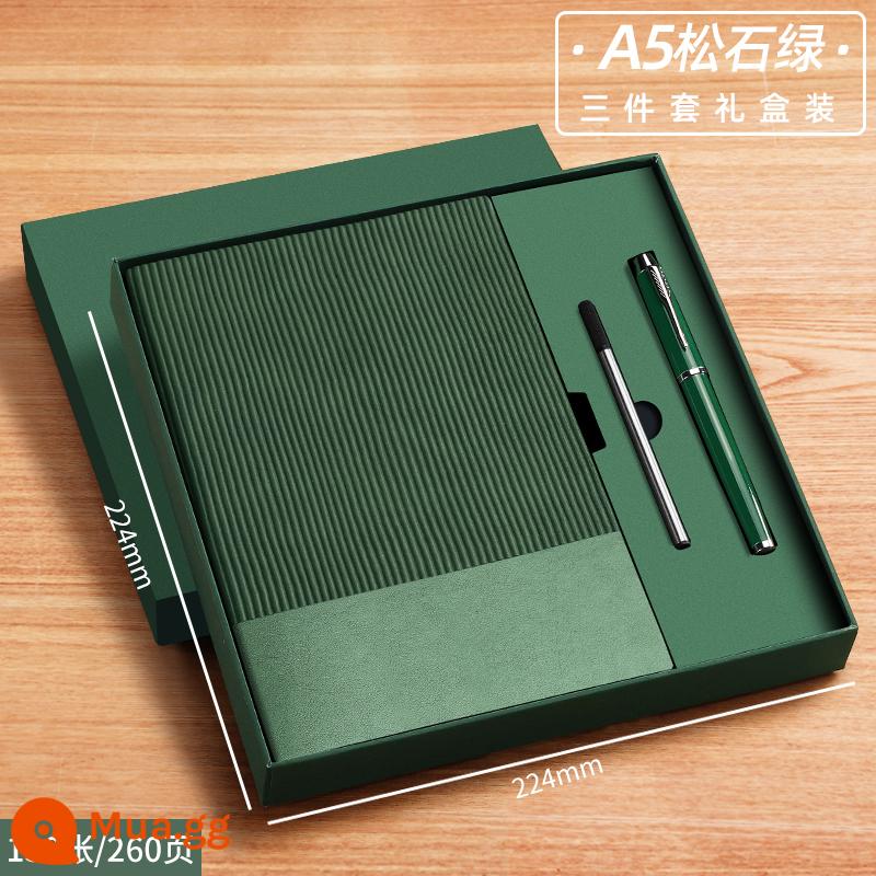 A6 máy tính xách tay cuốn sách nhỏ di động nhỏ mini xách tay bỏ túi văn phòng kinh doanh làm việc notepad cuốn sách nhỏ ghi nhớ cuộc họp cuốn sách tùy chỉnh có thể in logo - Bộ 3 món A5-turquoise (130 ảnh) (bút ký + ruột bút)