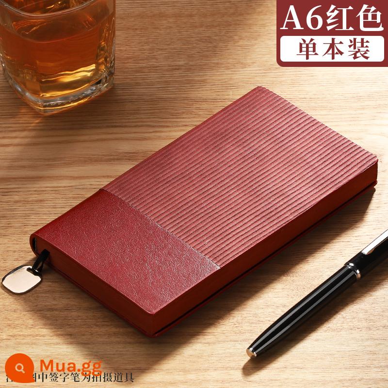 A6 máy tính xách tay cuốn sách nhỏ di động nhỏ mini xách tay bỏ túi văn phòng kinh doanh làm việc notepad cuốn sách nhỏ ghi nhớ cuộc họp cuốn sách tùy chỉnh có thể in logo - A6 màu đỏ