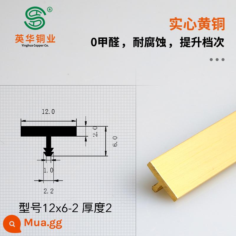 Dải đồng hình chữ T lớp sàn gỗ dát chắc chắn cửa gỗ đồ nội thất nền trang trí tường bằng đồng thau ngưỡng đá cạnh dải - Dải đồng chữ T chải tự nhiên dày 12x6-2 2