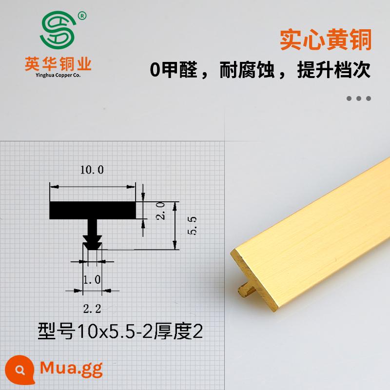 Dải đồng hình chữ T lớp sàn gỗ dát chắc chắn cửa gỗ đồ nội thất nền trang trí tường bằng đồng thau ngưỡng đá cạnh dải - Dải đồng chữ T chải tự nhiên dày 10x5.5-2 2