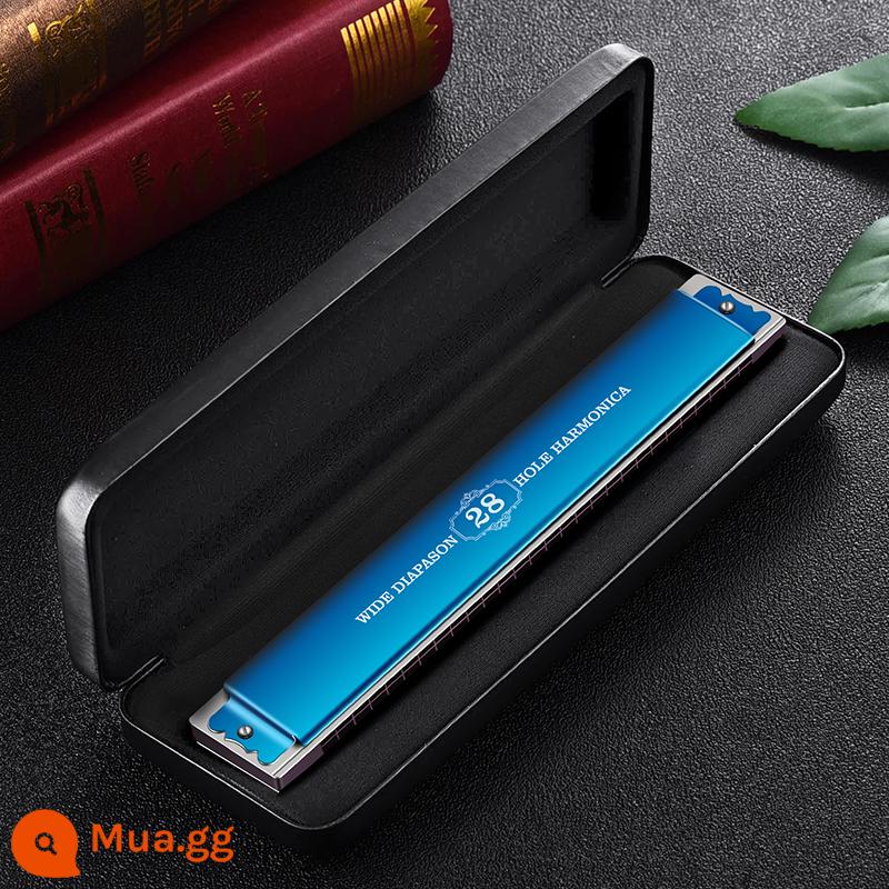 Đức nhập khẩu sậy thiên nga 28 lỗ có dấu kèn harmonica dành cho người lớn chơi chuyên nghiệp cấp mới bắt đầu Phím C đa âm 24 lỗ - [Cấp độ biểu diễn] Phím C đa âm 28 lỗ màu xanh + trọn bộ quà tặng