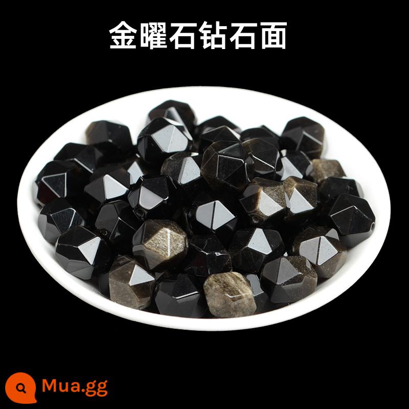 Đôi mắt vàng tự nhiên vàng obsidian lỏng hạt vàng đen obsidian tự làm bạc obsidian vòng tay dũng cảm vòng tay pha lê phụ kiện - Mặt kim cương Obsidian 6mm [30 miếng]