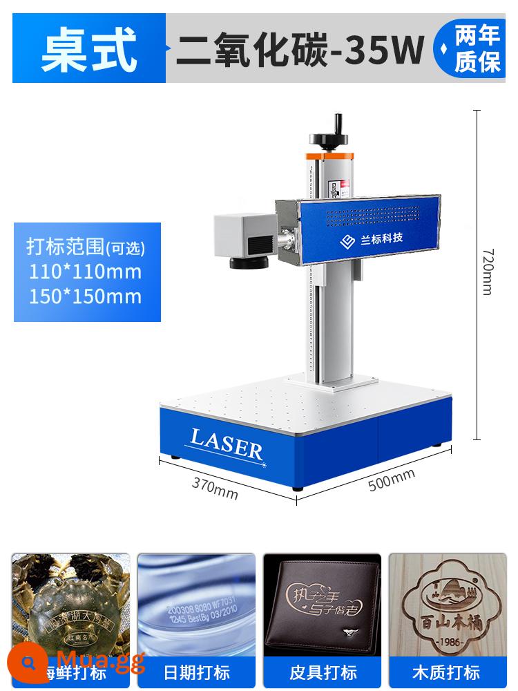 Máy khắc laser nhãn xanh bảng tên kim loại UV cầm tay sợi quang thép không gỉ chữ và máy mã hóa máy khắc nhỏ - CO2-Máy tính để bàn-35W