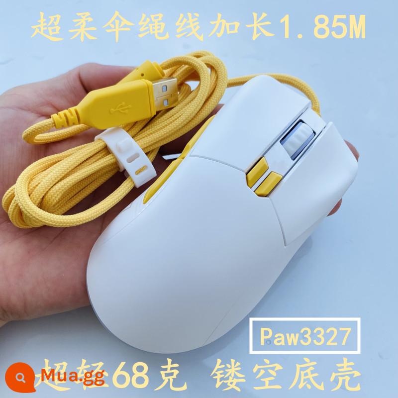 Xử lý hàng tồn kho thương mại nước ngoài EM500 Hollow Ultra -light 68 gram Umbrella Line Line Gaming Gaming Chuột PAW3327 CHIP - Chuột paracord siêu nhẹ rỗng EM500 màu trắng và vàng