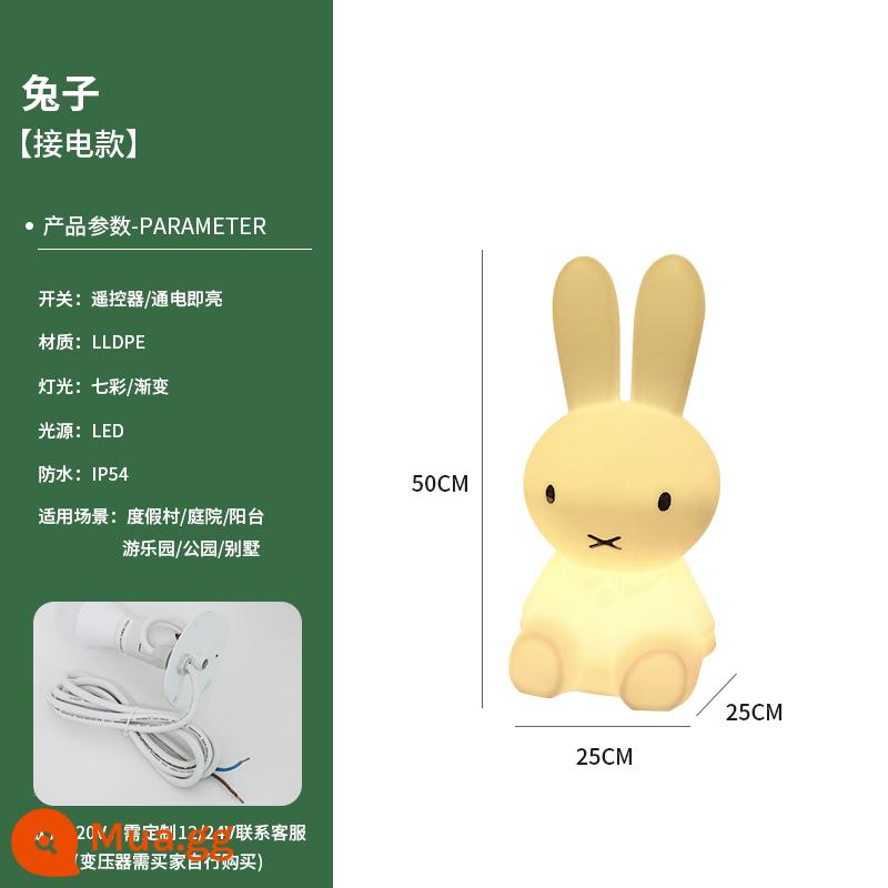 Solar Solar Outdo Glowing Rabbit Light Courtyard Cảnh Villa Vườn Bố cục Hộ gia đình Động vật hoạt hình trang trí Động vật hoạt hình - [Loại dây] 50CM