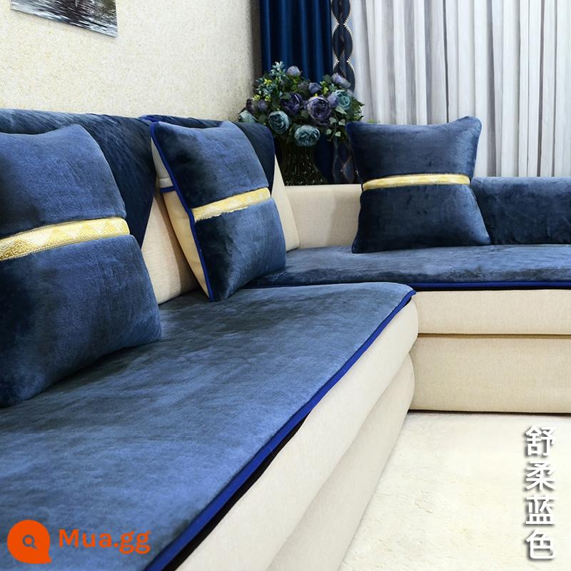 Sang Trọng Ghế Sofa Đệm Phong Cách Mùa Đông Da Chống Trơn Trượt Đệm Mùa Đông Dày Đệm Gỗ Cao Cấp Nhẹ Phong Cách Sang Trọng - Nhẹ nhàng-Xanh