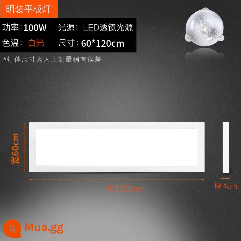 Đèn phẳng gắn trên bề mặt Đèn bảng 600x600LED 30x120 nhà bếp văn phòng chiếu sáng thương mại đèn kỹ thuật trần - Gắn bề mặt 600*1200 ánh sáng trắng 100W