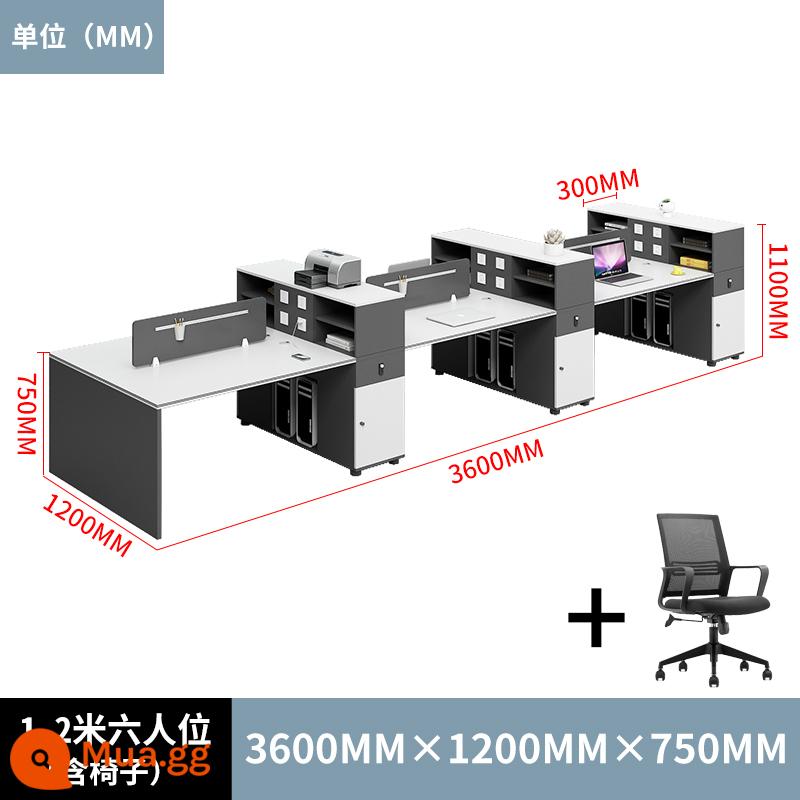 Bàn ghế nhân viên hiện đại đơn giản kết hợp 4 cặp 6 người nhân viên văn phòng tài chính bàn máy tính thẻ ghế trạm - 3,6 mét cho sáu người (bao gồm cả ghế)