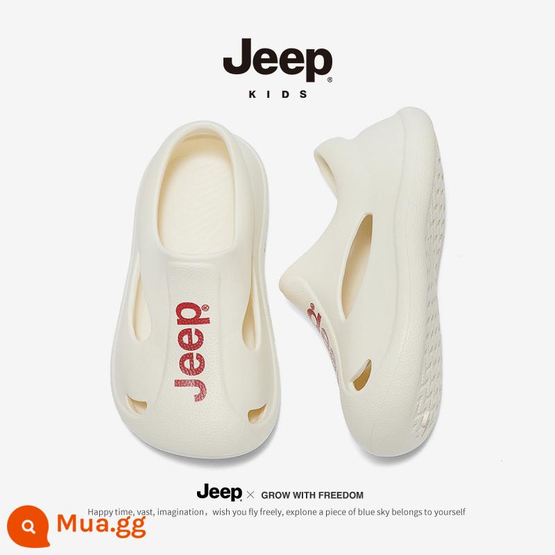 Giày có lỗ Jeep giày xăng đan trẻ em bé trai và bé gái mùa hè Bao Đầu giày bé gái giày đi biển bé gái dép đi trong nhà - Trắng