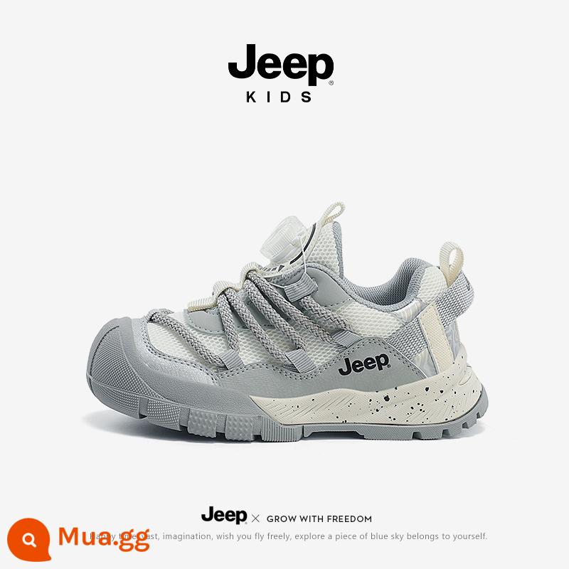 Xe Jeep Trẻ Em Ủng Mùa Đông Nhung Dày Nữ Cotton Giày 2023 Mới Lông Giày Bé Trai Lớn Giày Cotton - Hiên Vận Xám (Phong cách mùa xuân)