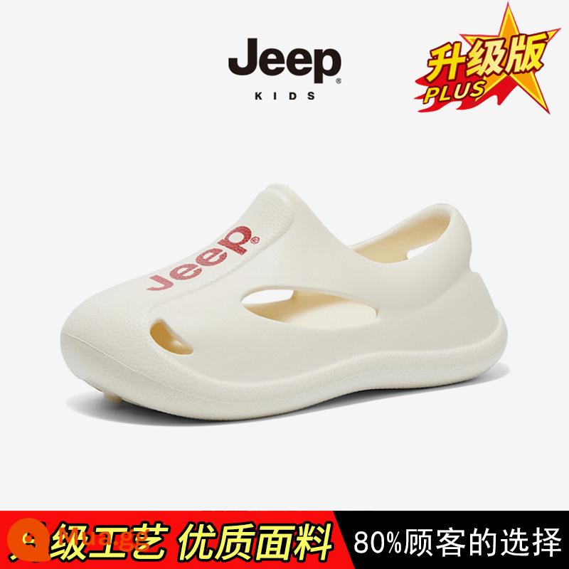 Giày có lỗ Jeep giày xăng đan trẻ em bé trai và bé gái mùa hè Bao Đầu giày bé gái giày đi biển bé gái dép đi trong nhà - Trắng [nâng cấp]