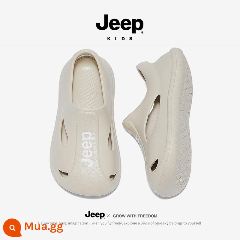 Giày có lỗ Jeep giày xăng đan trẻ em bé trai và bé gái mùa hè Bao Đầu giày bé gái giày đi biển bé gái dép đi trong nhà - kaki nhạt