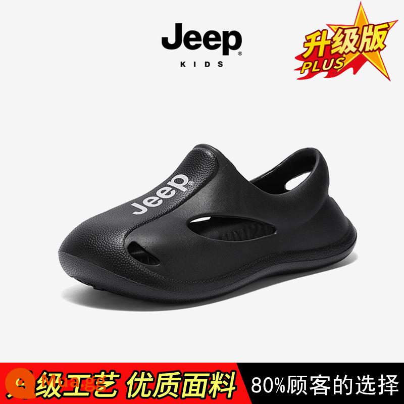 Giày có lỗ Jeep giày xăng đan trẻ em bé trai và bé gái mùa hè Bao Đầu giày bé gái giày đi biển bé gái dép đi trong nhà - Đen [nâng cấp]