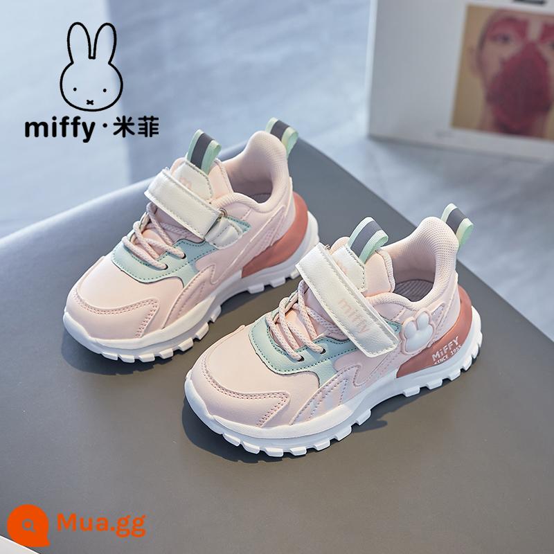 Miffy Giày Trẻ Em Miffy Bé Gái Giày Thể Thao Thoáng Khí Thu Đông 2022 Mới Plus Nhung Bé Gái Giày Chạy Bộ Triều - Bột màu xanh huỳnh quang (kiểu da)