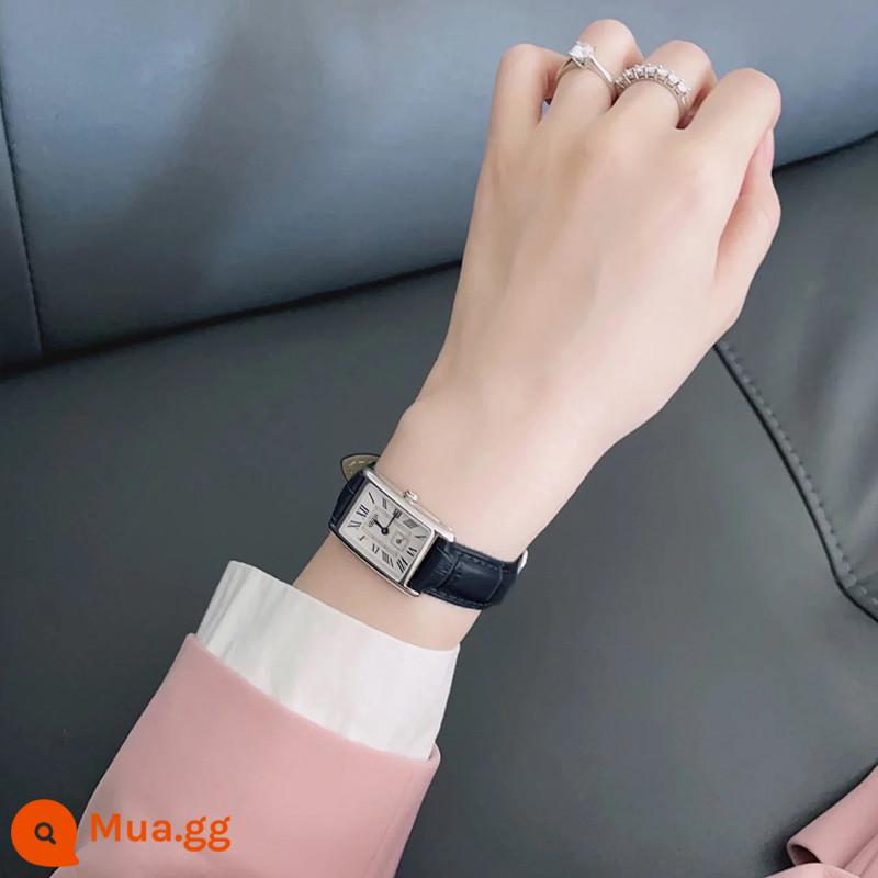 Langqing Chính hãng Dai Chuowa Wiener Watch Mẫu nữ Đồng hồ nữ Niche Light Luxury Quartz Watch Swiss Small Square Watch Square Thương hiệu nổi tiếng - Bộ chuyển động thạch anh đa năng thông thường đai đen [20,8 x 32mm]