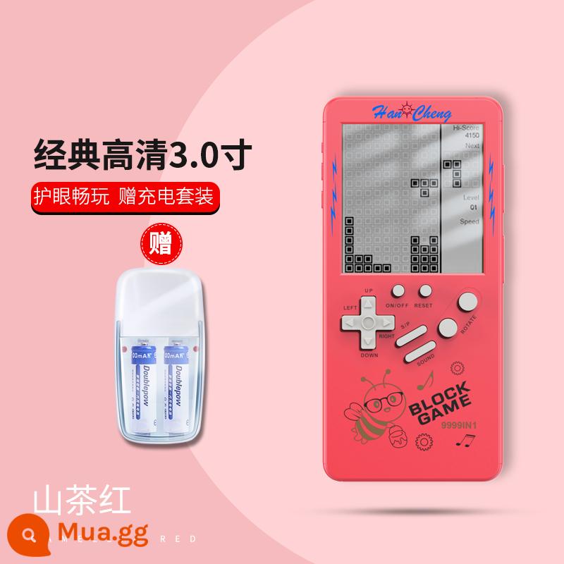 Máy chơi game Tetris mới phủ lòng bàn tay trẻ em cổ xưa nỗi nhớ di động cầm tay trường tiểu học khối lập phương thời thơ ấu có thể sạc lại máy chơi game cổ điển đồ chơi giáo dục giải nén hiện vật kiểu cũ mini nhỏ - "Màn hình 3.0 inch độ phân giải cao, bảo vệ mắt và giảm căng thẳng" [China Red] Bộ pin sạc miễn phí