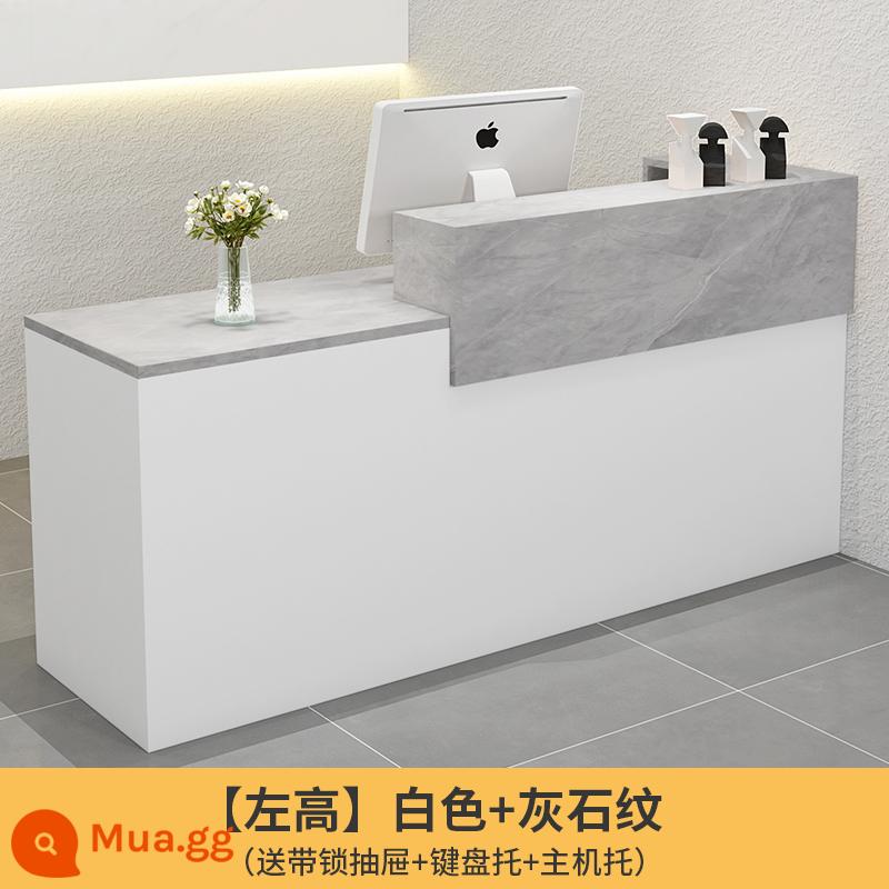 Quầy tính tiền quầy bar cửa hàng nhỏ cửa hàng quần áo cửa hàng tiện lợi thẩm mỹ viện bàn thu ngân quầy lễ tân công ty - Mẫu đá trắng + xám (phía trên bên trái)