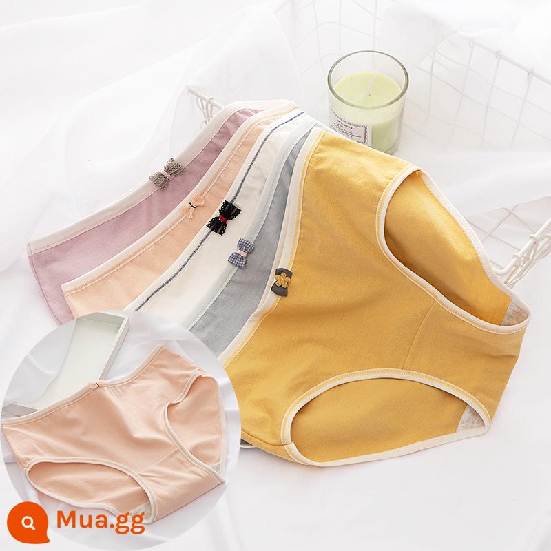 Đồ lót bé gái cotton nguyên chất thời kỳ phát triển của trẻ em trung và lớn bé gái học sinh tiểu học trung học cơ sở quần đùi tam giác đầu 8-18 tuổi - Gói 6 màu trơn [Tam giác]