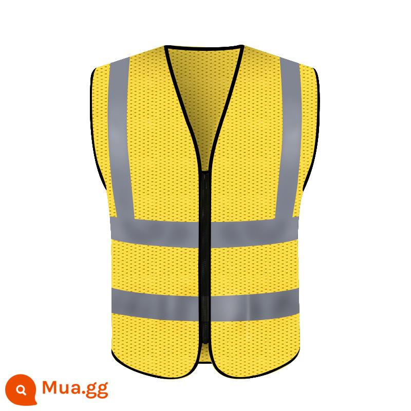 Quần áo phản quang vest vest công trình đường bộ xây dựng an toàn giao thông quần áo phản quang công nhân vệ sinh in ấn miễn phí vào ban đêm - Dây đeo vai được gia cố bằng dây kéo thoáng khí màu vàng đất