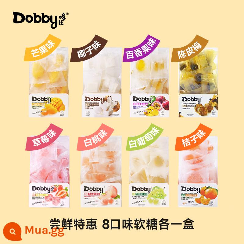 dobby dobby ếch du lịch giáng sinh kẹo dẻo trái cây xoài trắng nước đào kẹo snack chanh dây - [Thạch miễn phí] ❤1 hộp gồm 8 viên kẹo dẻo có hương vị ✔