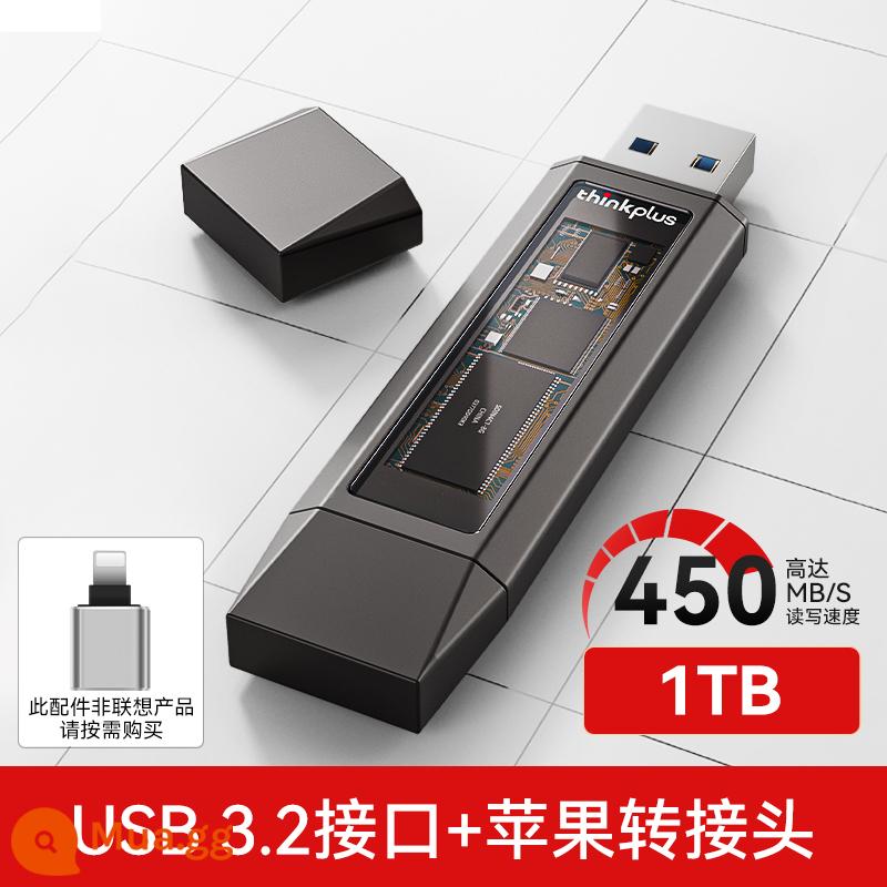 Ổ đĩa flash trạng thái rắn của Lenovo typec giao diện kép thinkplus bộ nhớ flash 1t tốc độ cao di động hai đầu dung lượng lớn 256g - [Giao diện kép] Bộ chuyển đổi Apple 1TB-Tốc độ cao 450M/S+