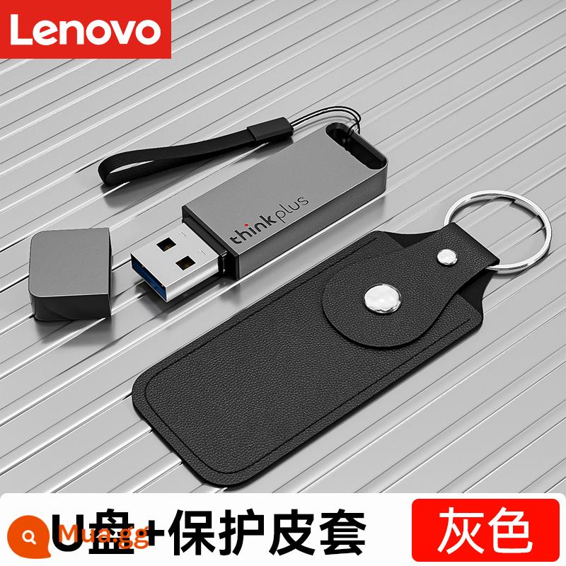 Ổ Đĩa Flash Lenovo 128G Chính Hãng ThinkplusUSB Đèn LED Máy Tính Văn Phòng Dung Lượng Lớn Usb Chuyên Dụng Chính Thức Hàng Đầu Store - Đĩa U [xám] + bao da bảo vệ