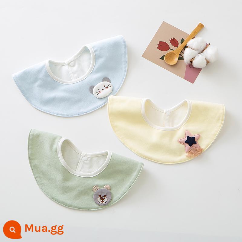 Bé nước bọt khăn nguyên chất yếm cotton sơ sinh chống nôn sữa yếm trẻ em khăn choàng nước bọt bé tam giác khăn mùa thu đông - Little Warm Boy (Vòng Siêu Mềm - Plus Phụ Kiện) 3 Gói