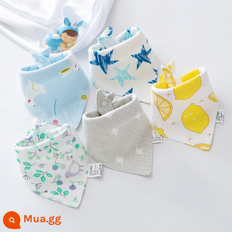 Bé nước bọt khăn nguyên chất yếm cotton sơ sinh chống nôn sữa yếm trẻ em khăn choàng nước bọt bé tam giác khăn mùa thu đông - Bé trai trẻ trung cotton thuần khiết (5 gói)