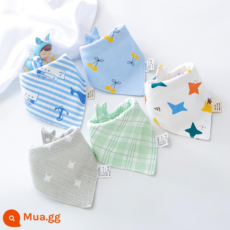 Bé nước bọt khăn nguyên chất yếm cotton sơ sinh chống nôn sữa yếm trẻ em khăn choàng nước bọt bé tam giác khăn mùa thu đông - Bé Trai Cotton Nguyên Chất Little Genius (5 Gói)