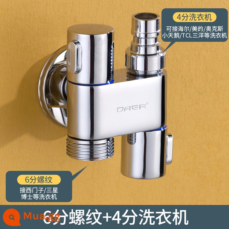 Mini lên xuống thành 2 đầu ra van tam giác 1 đầu 2 đầu cắt đôi dùng xịt toilet vòi chia nước vòi máy giặt - [Mở trên và dưới mini] vòi máy giặt + ren 6 điểm