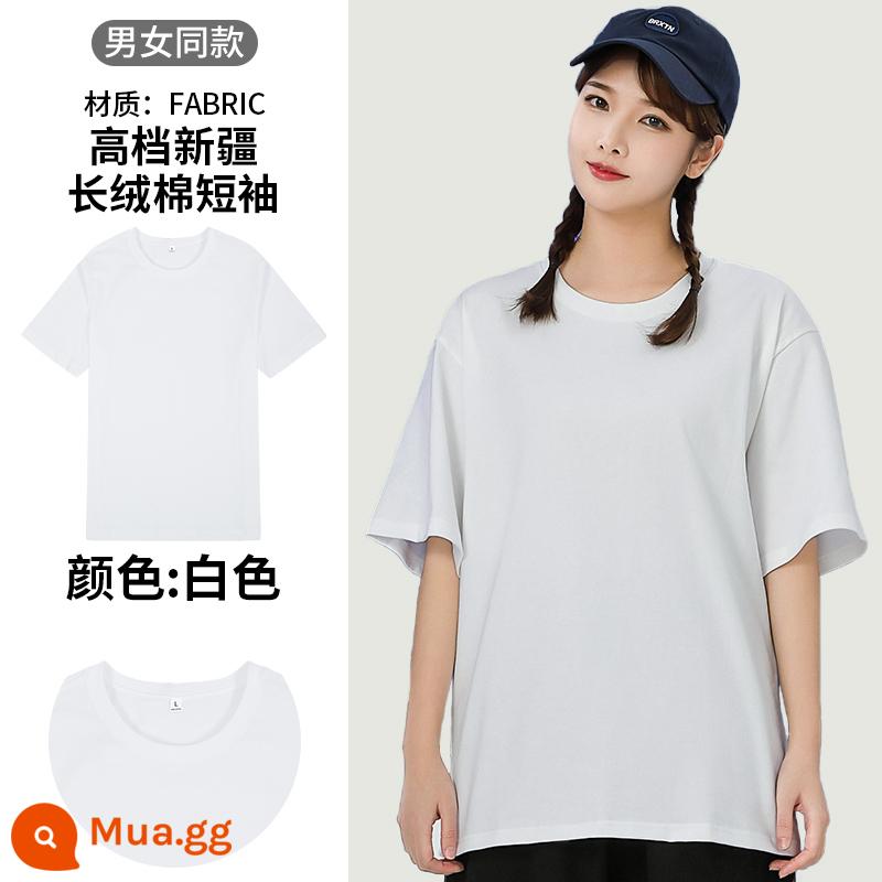 Tùy Chỉnh Áo Thun Ngắn Tay Quảng Cáo Văn Hóa Áo Lớp Đồng Phục Áo Liền Quần Tự Làm Cotton Tự Làm Quần Áo In Hình LOGO - Loại A-màu trắng