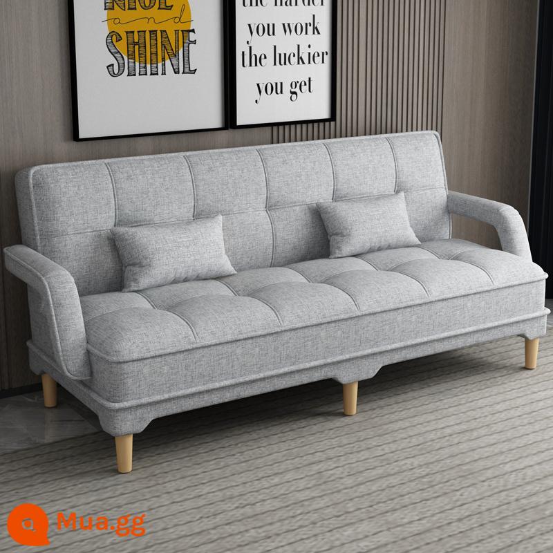 Gấp 2 Sofa Giường Căn Hộ Nhỏ Phòng Khách Đôi 3 Người Đa Năng Có Thể Giặt Vải Cao Su Lười Sofa Giường - Vải lanh màu xám nhạt