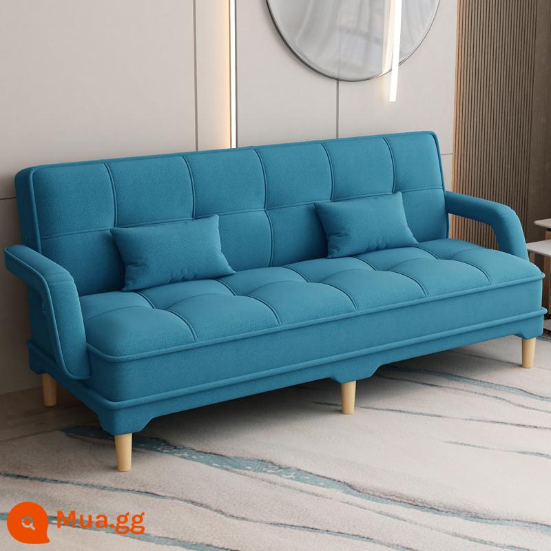 Gấp 2 Sofa Giường Căn Hộ Nhỏ Phòng Khách Đôi 3 Người Đa Năng Có Thể Giặt Vải Cao Su Lười Sofa Giường - Xanh biển (vải 3D)