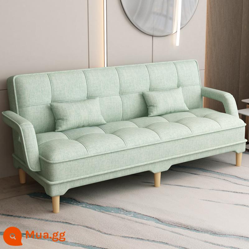 Gấp 2 Sofa Giường Căn Hộ Nhỏ Phòng Khách Đôi 3 Người Đa Năng Có Thể Giặt Vải Cao Su Lười Sofa Giường - vải lanh màu xanh nhạt