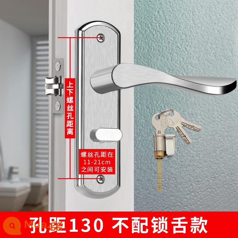 Bột phòng vệ sinh khóa cửa phòng tắm keyless nhà tắm hộ gia đình vệ sinh trong nhà hợp kim nhôm tay nắm cửa lưỡi đơn đa năng - [Khoảng cách lỗ 130 mm] Không có lưỡi khóa