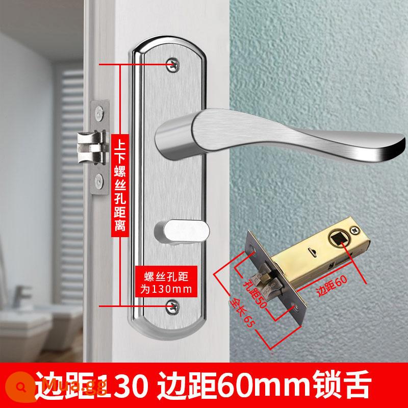 Bột phòng vệ sinh khóa cửa phòng tắm keyless nhà tắm hộ gia đình vệ sinh trong nhà hợp kim nhôm tay nắm cửa lưỡi đơn đa năng - [Khoảng cách lỗ 130 mm] Với lưỡi khóa khoảng cách cạnh 60 mm