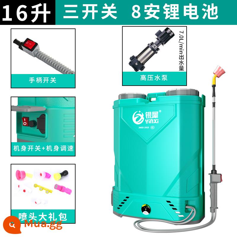 Bình xịt nông nghiệp mới bình xịt điện cao cấp pin lithium máy trừ sâu ba lô sạc bình xịt khử trùng nồi - 16L ba công tắc [pin lithium] 8A + thanh nối dài miễn phí + gói quà tặng miễn phí