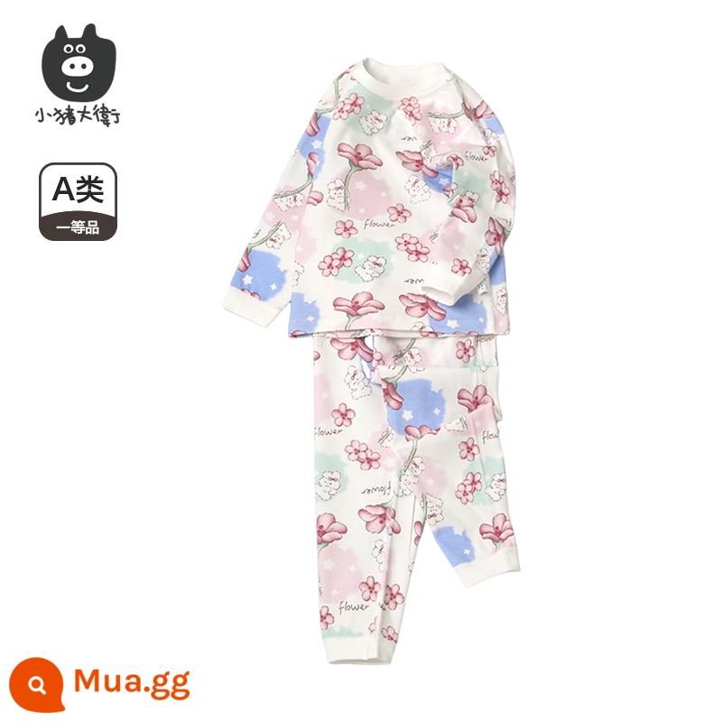 Bộ Đồ Lót Cotton Trẻ Em Piggy David Bộ Đồ Lót Cotton Bé Trai Và Bé Gái Cổ Tròn Dài Tay Quần Áo Mùa Xuân Và Quần Mùa Xuân Bộ 2 Món 2 Món - Thỏ đập tim [cổ giữa]