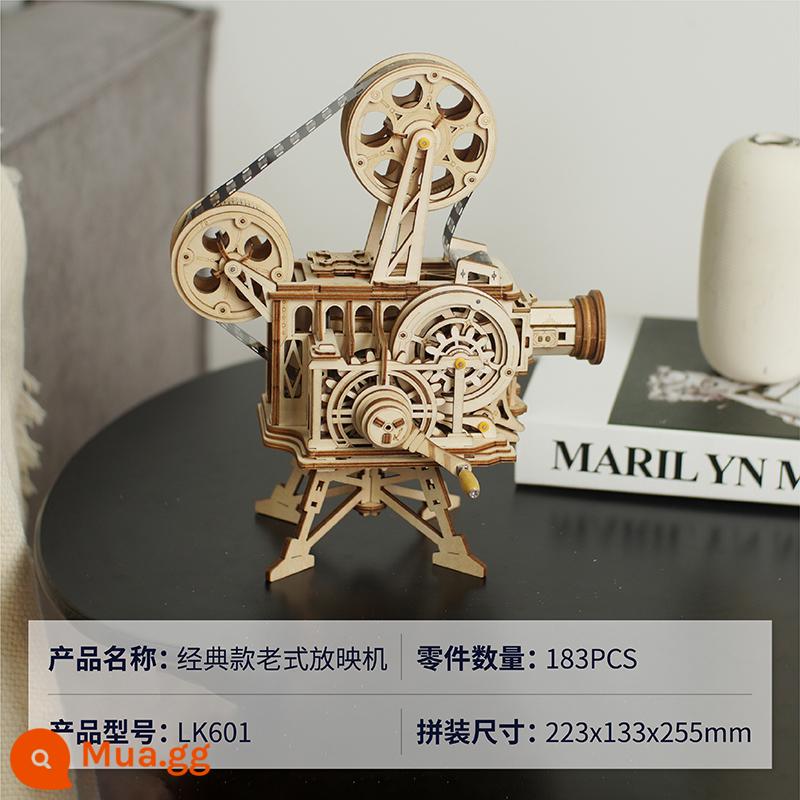 ROKR Ruoke cổ máy chiếu sinh nhật sáng tạo handmade tự lắp ráp đặc biệt ấm lòng Quà Tặng Năm Mới cho trẻ em - [Máy chiếu cổ điển][Có phim: Chaplin Modern Times]