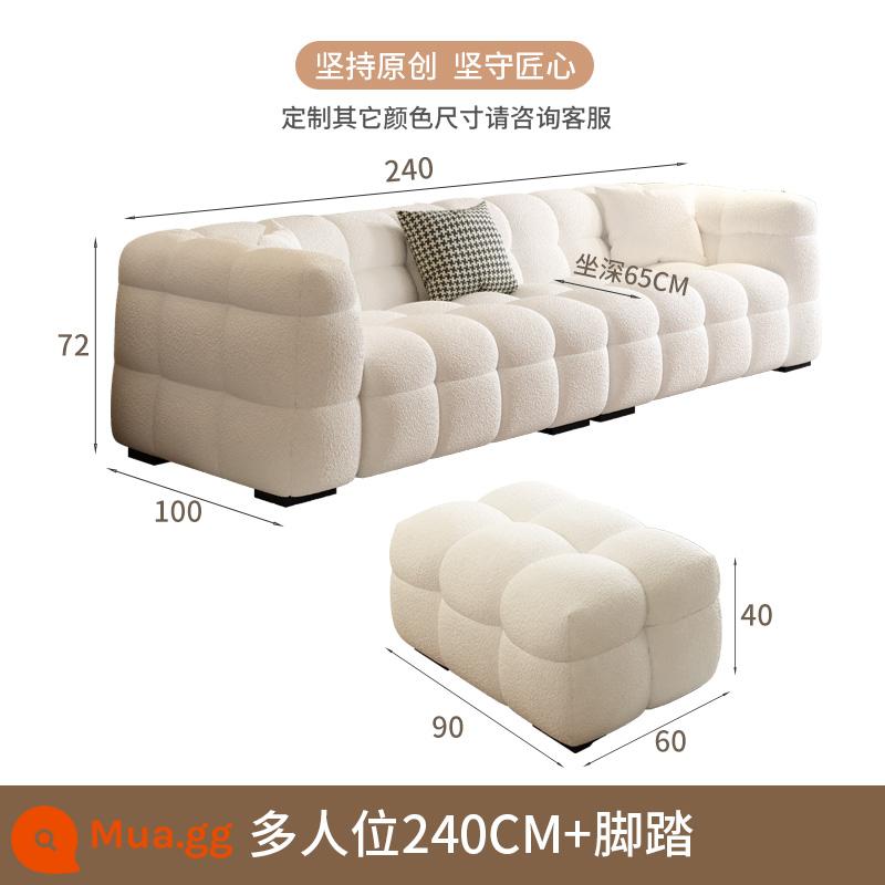 Creamy Wind Marshmallow Sofa Boba Modern Simple Room Size Căn hộ Căn hộ Retro Straight Teddy Velvet So - Nhiều chỗ ngồi [2,4m]+bàn đạp