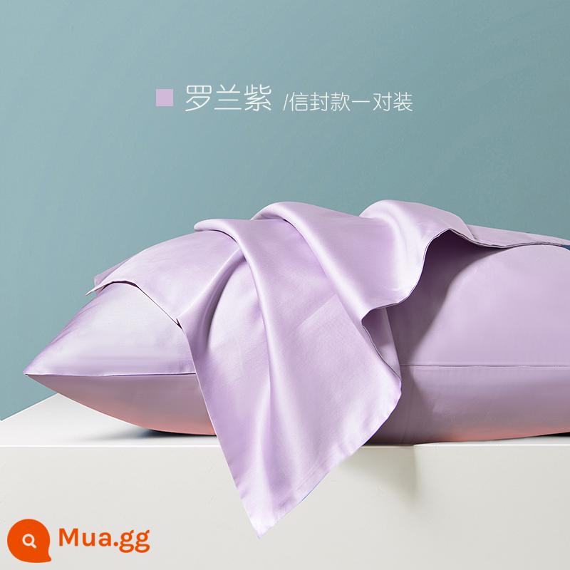 Nhung Sữa Áo Gối Cặp Áo Gối Đơn Gói 48 Cm X 74 Cm Cotton Nguyên Chất Mùa Thu Đông Gối nam Nhung San Hô 2 - [Số lượng Roland Tím/Đơn/Bông Satin 60]