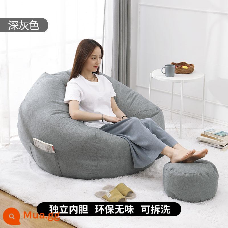 Sofa lười phòng ngủ đơn tatami căn hộ nhỏ túi đậu ghế sofa giải trí ban công túi đậu lười biếng sáng tạo - Màu xám đen